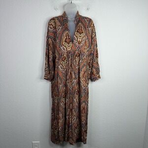 Zara Dress Womens XS/S Multicolor‎ Paisley Long Sleeve Tunic Boho Hippie Artsy